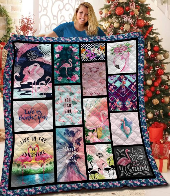 Flamingo Live In The Sunshine Life Is Beautiful Quilt Bedding Set for Girls