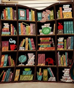 Flat Bookshelf 3D Customized Reading Inspired Quilt Bedding Set