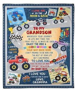 Fleece Blanket For Grandson Personalized With Love