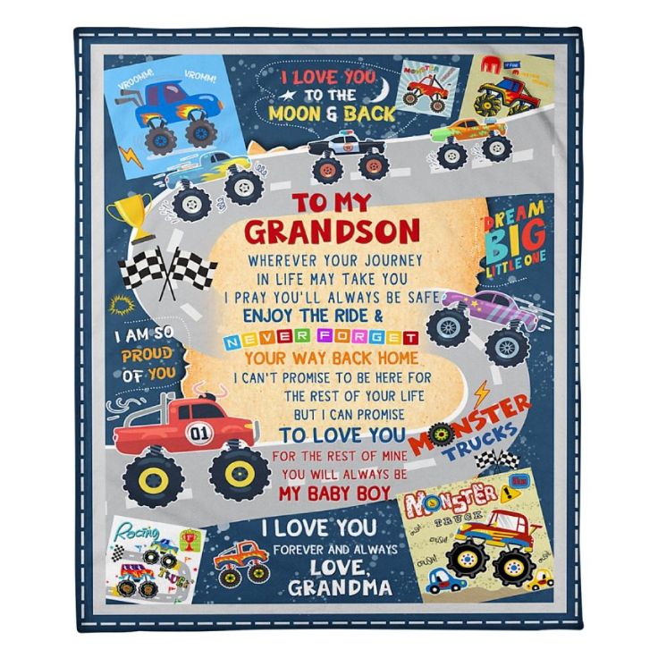 Fleece Blanket For Grandson Personalized With Love