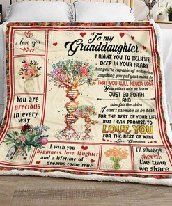 Fleece Quilt Bedding Set- From Grandma- To My Granddaughter, I Love You For Granddaughter Family Blanket.