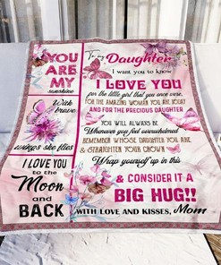 Fleece Quilt Gift For Daughter- Mom To Daughter Letter 3 Quilt Bedding Set.