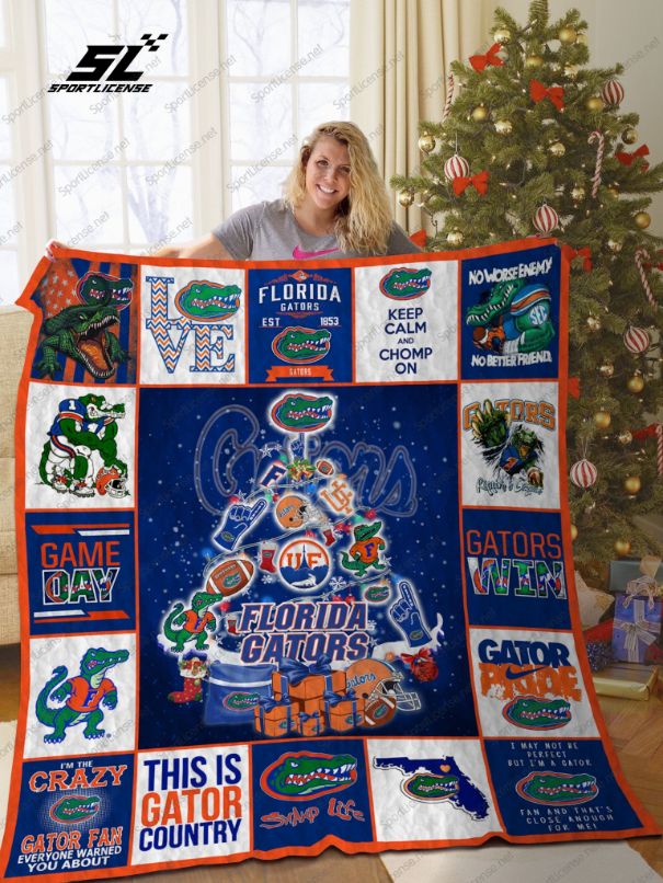 Florida Gators Christmas Tree Quilt Blanket - Perfect Gifts for Sports Fans