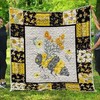 Flower And Bee Yellow Black Pattern Quilt Blanket with Bed Set Twin