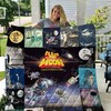 Fly Me To The Moon Retro Quilt Blanket for Astronomy Enthusiasts