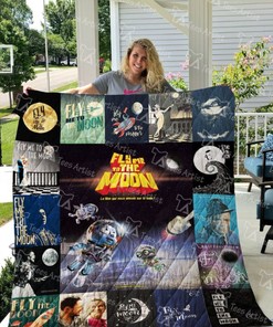 Fly Me To The Moon Retro Quilt Blanket for Astronomy Enthusiasts