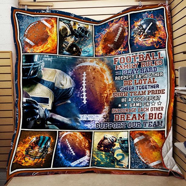 Football Family Rules Play Hard Great Customized Gifts For Birthday Christmas Thanksgiving Quilt Bedding Set
