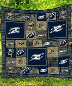 Football Ncaa Akron Zips Quilt Bedding Set with Collected Loved Quilt Blanket for Fans