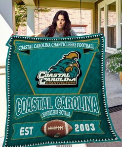 Football Team Ncaa Coastal Carolina Chanticleers Quilt Bedding Set with Soft Quilt Blanket for Fans