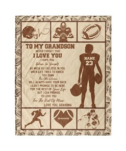 Football To My Grandson Love Grandma Personalized Blanket For Grandson Birthday Sports Bedding Set