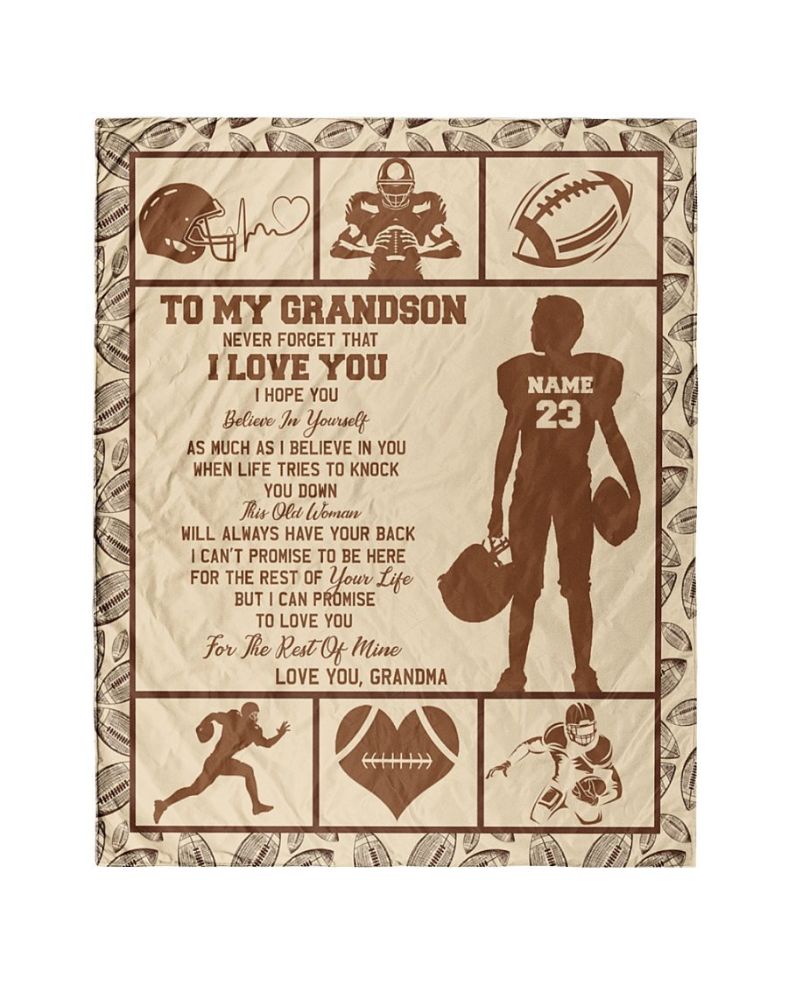 Football To My Grandson Love Grandma Personalized Blanket For Grandson Birthday Sports Bedding Set