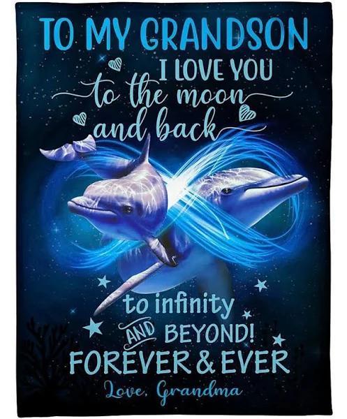 For Grandson Love You To The Moon And Back Trending Quilt Bedding Set From Grandma