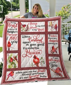 Fore In My Heart Cardinal Quilt Blanket - Always On My Mind for Loved Ones