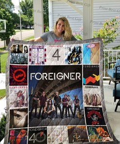 Foreigner Band Albums Co Poster Quilt Bedding Set, Celebrating the Classic Rock Band