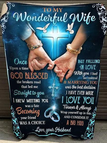Forever & Always Wedding God To My Wonderful Wife Quilt Bedding Set for Wife From Husband