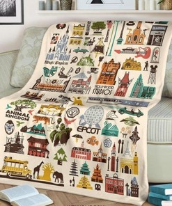 Four Parks Icons Disney Cartoon Fleece Blanket: Bright and Colorful for Any Disney Fan