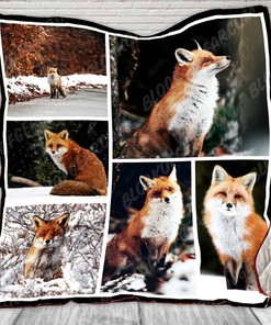 Fox In The Snow Quilt Blanket for Winter Lovers