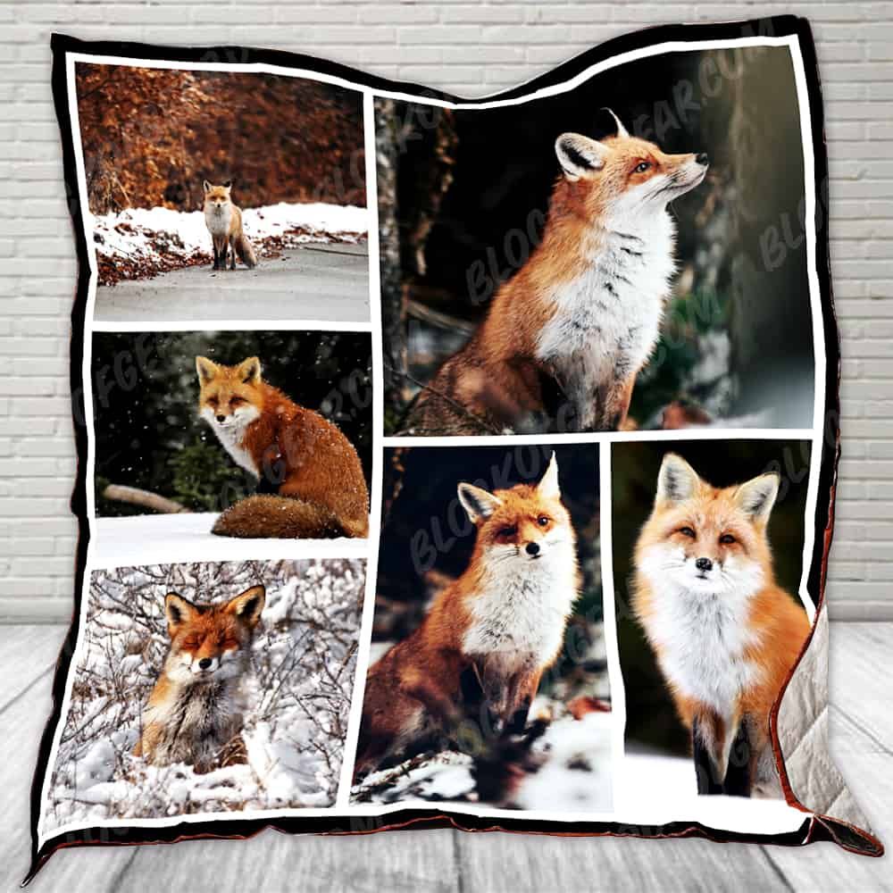 Fox In The Snow Quilt Blanket for Winter Lovers