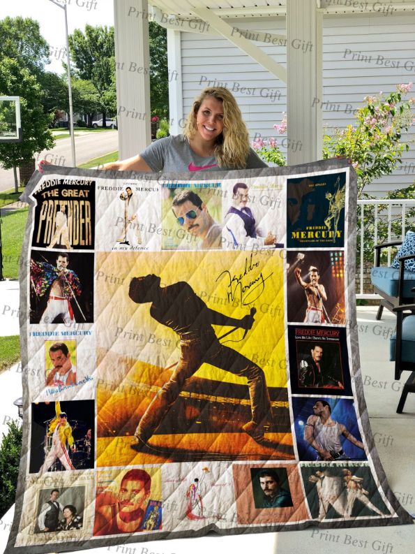 Freddie Mercury Albums Co Poster Signed Vintage Quilt Bedding Set