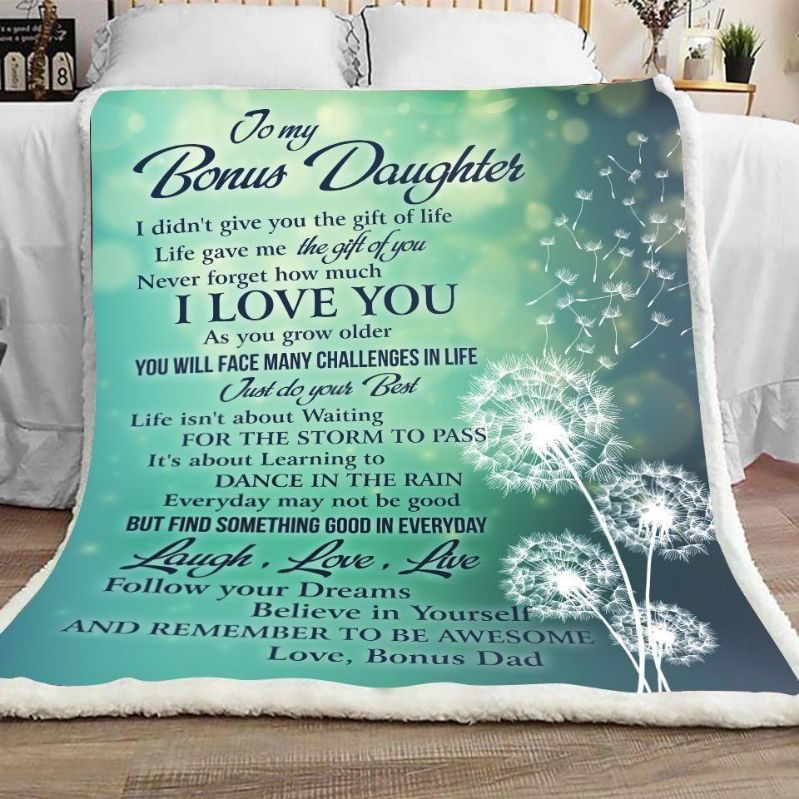From Dad To Daughter- To My Bonus Daughter, I Love You Quilt Bedding Set for Girls.
