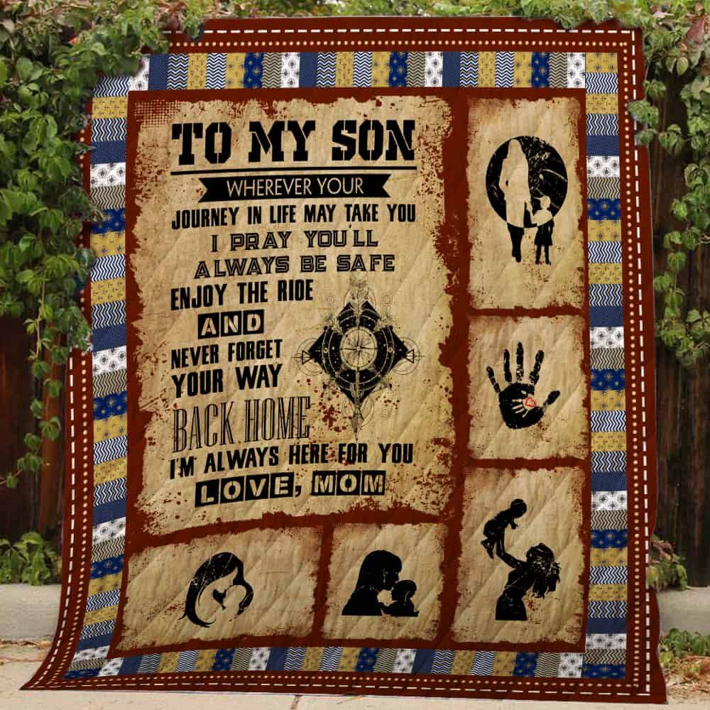 From Mom to My Son Enjoy The Ride Personalized Quilt Bedding Set - Best Gift for Son from Mom
