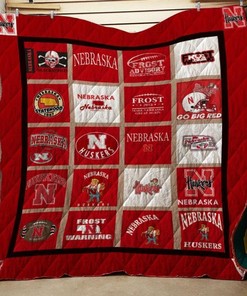Frost N Warning Ncaa Nebraska Cornhuskers Green Quilt Bedding Set with Soft Quilt Blanket