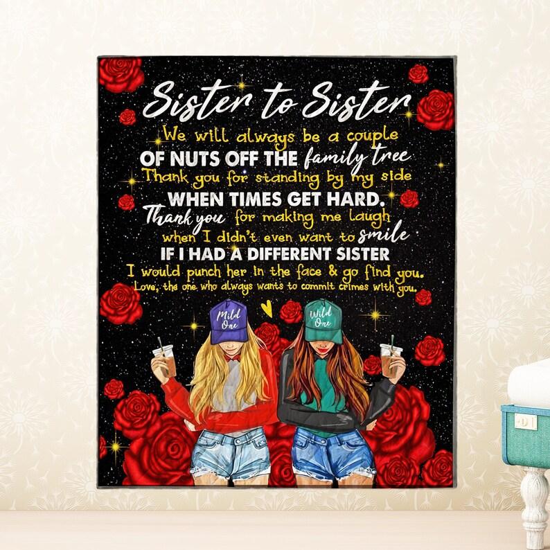 Fun Loving Sister To Sister Fleece Blanket Quilt Bedding Set for Sisters