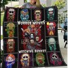Funny Horror Movie Watching Quilt Blanket for Halloween Fans
