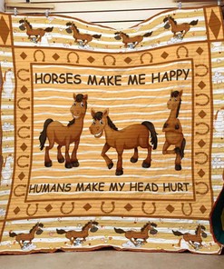 Funny Horse Cartoon Quote Quilt Bedding Set