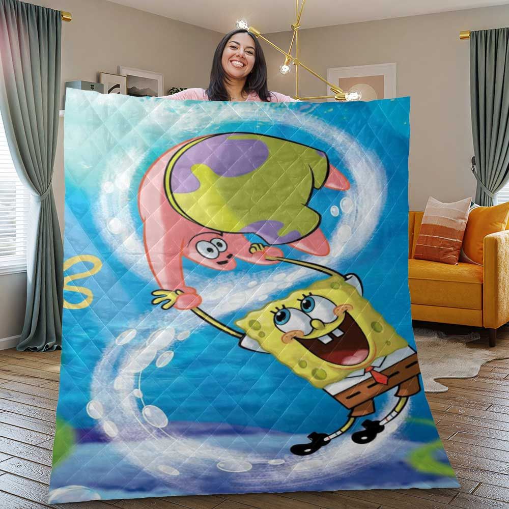 Funny Spongebob Squarepants Quilt Bedding Set, Gift For Fan