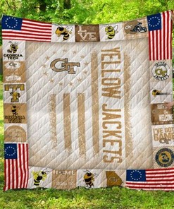 GT NCAA Georgia Tech Yellow Jackets Loved Quilt Bedding Set with Heartfelt Design