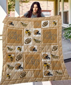 GT Team NCAA Georgia Tech Yellow Jackets Green Quilt Bedding Set with Sporty Look
