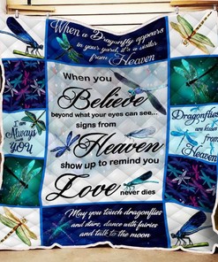Galaxy Dragonfly Are Kisses From Heaven Quilt Bedding Set