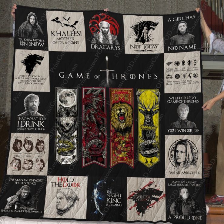 Game Of Thrones Fight Thrones Quilt Bedding Set with Epic Quotes