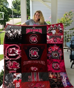 Gamecocks Collected South Carolina Ncaa Quilt Bedding Set with Soft Quilt Blanket