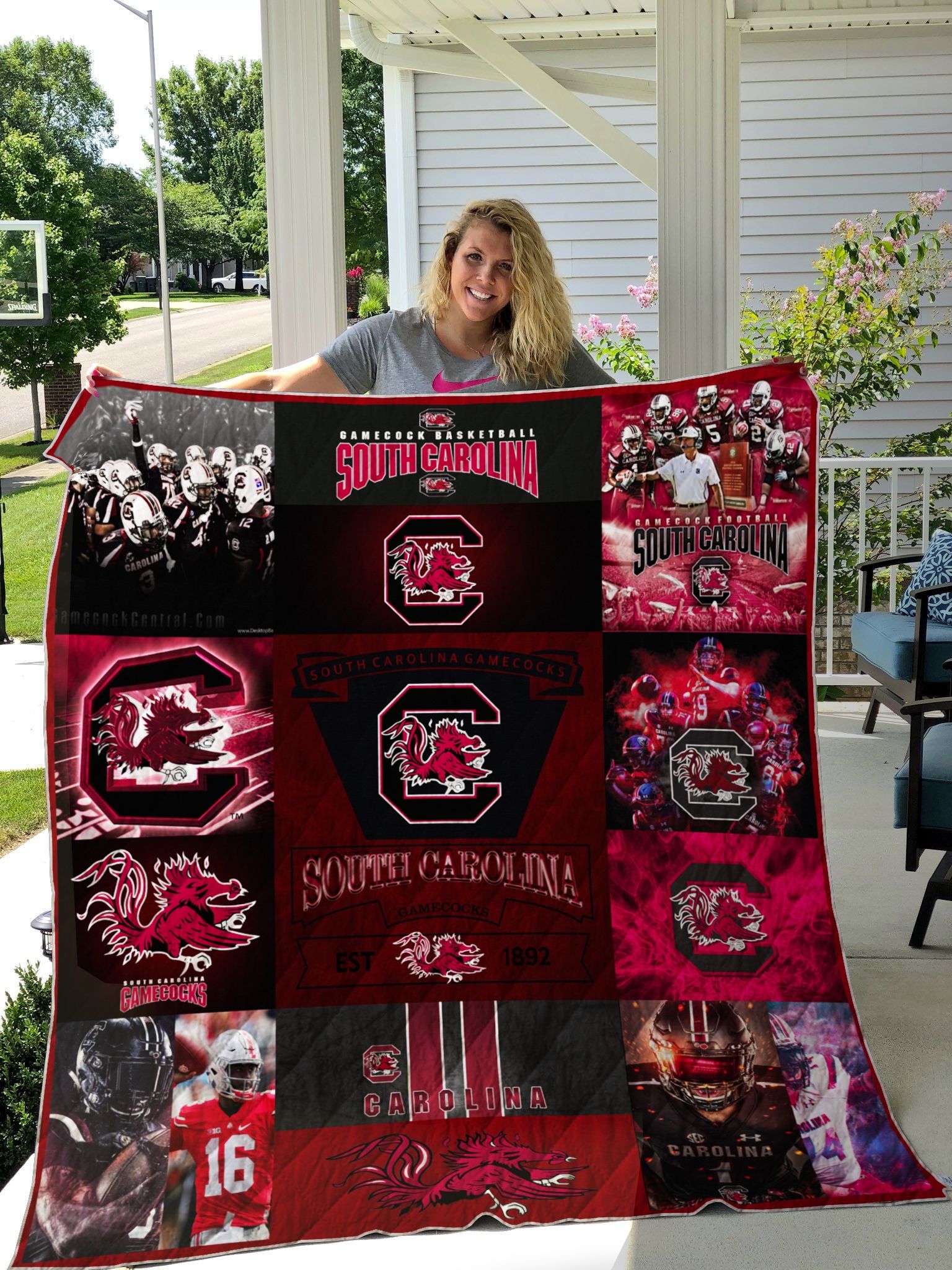 Gamecocks Collected South Carolina Ncaa Quilt Bedding Set with Soft Quilt Blanket