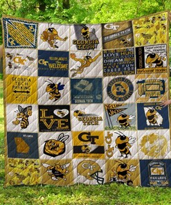 Georgia Tech Yellow Jackets Sn Gtyj Quilt Bedding Set with Sporty Look