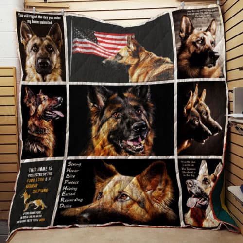 German Shepherd Customized Quilt Blanket for Home Security with Keywords