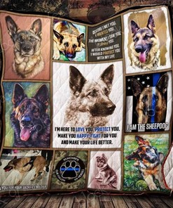 German Shepherd I'm Here to Protect You Quilt Blanket Bed Set for Girls