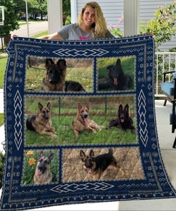 German Shepherd On The Grass Quilt Blanket - Ideal for German Shepherd Lovers