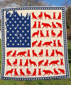 German Shepherd USA Flag Quilt Bedding Set for Patriotic Dog Lovers
