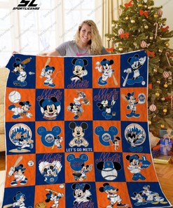 Get Festive with New York Mets Mickey Quilt Blanket - Soft and Comfy