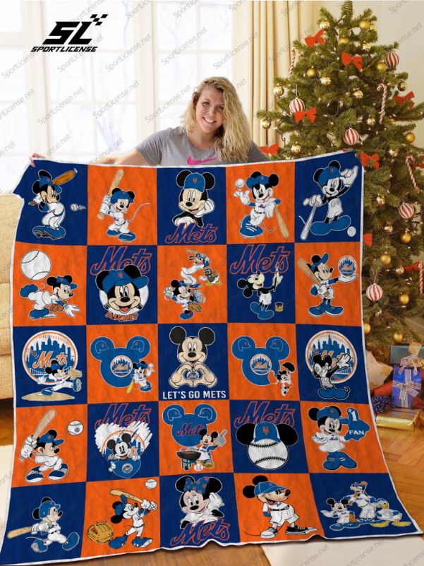 Get Festive with New York Mets Mickey Quilt Blanket - Soft and Comfy