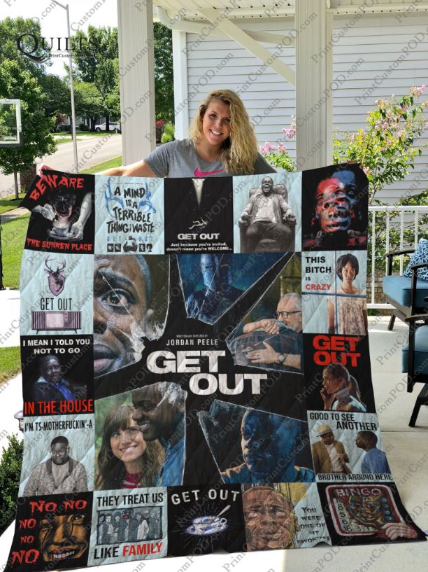 Get Out Jordan Peele Collection: Quilt Bedding Set with Fleece Blanket for Horror Movie Lovers