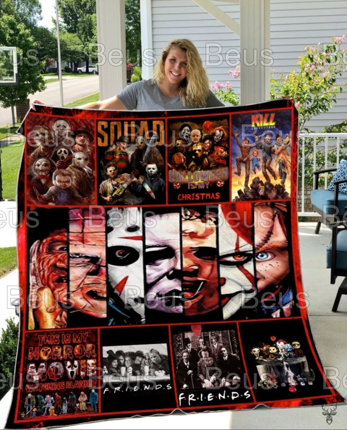 Get Spooked With Horror Faces Halloween Quilt 3D Print Friends Horror Halloween Quilt Decor Home Blanket