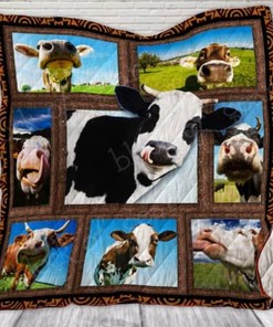 Get a Laugh with Funny Cute Cow Zoom Quilt Blanket