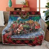 Get into the Holidays with Santa Riding Train with Toy Bears - Soft and Cozy Quilt Blanket