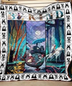Ghibli Be Kind Spirited Away Characters Pattern Quilt Blanket with Adorable Design