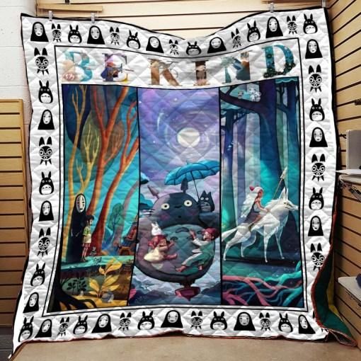 Ghibli Be Kind Spirited Away Characters Pattern Quilt Blanket with Adorable Design