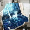 Ghibli Princess Mononoke Fairy Forest Fleece Blanket 3D Cute Bed Set